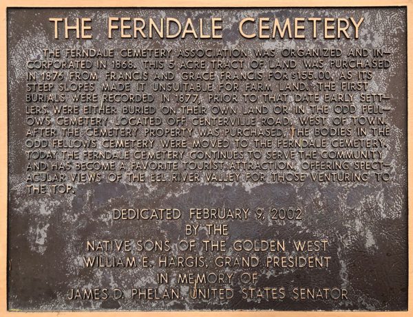 Ferndale Cemetery Plaque